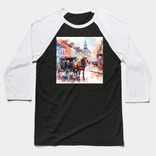 Artist illustration of an idealist town from the horse and buggy days. Baseball T-Shirt